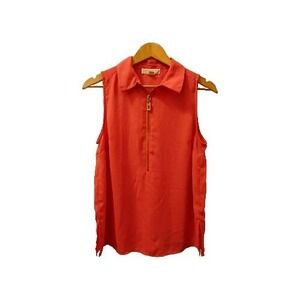 Michael Kors Ladies 1/2 Zip Front Collared Blouse Size Medium‎ Melon Apricot EUC